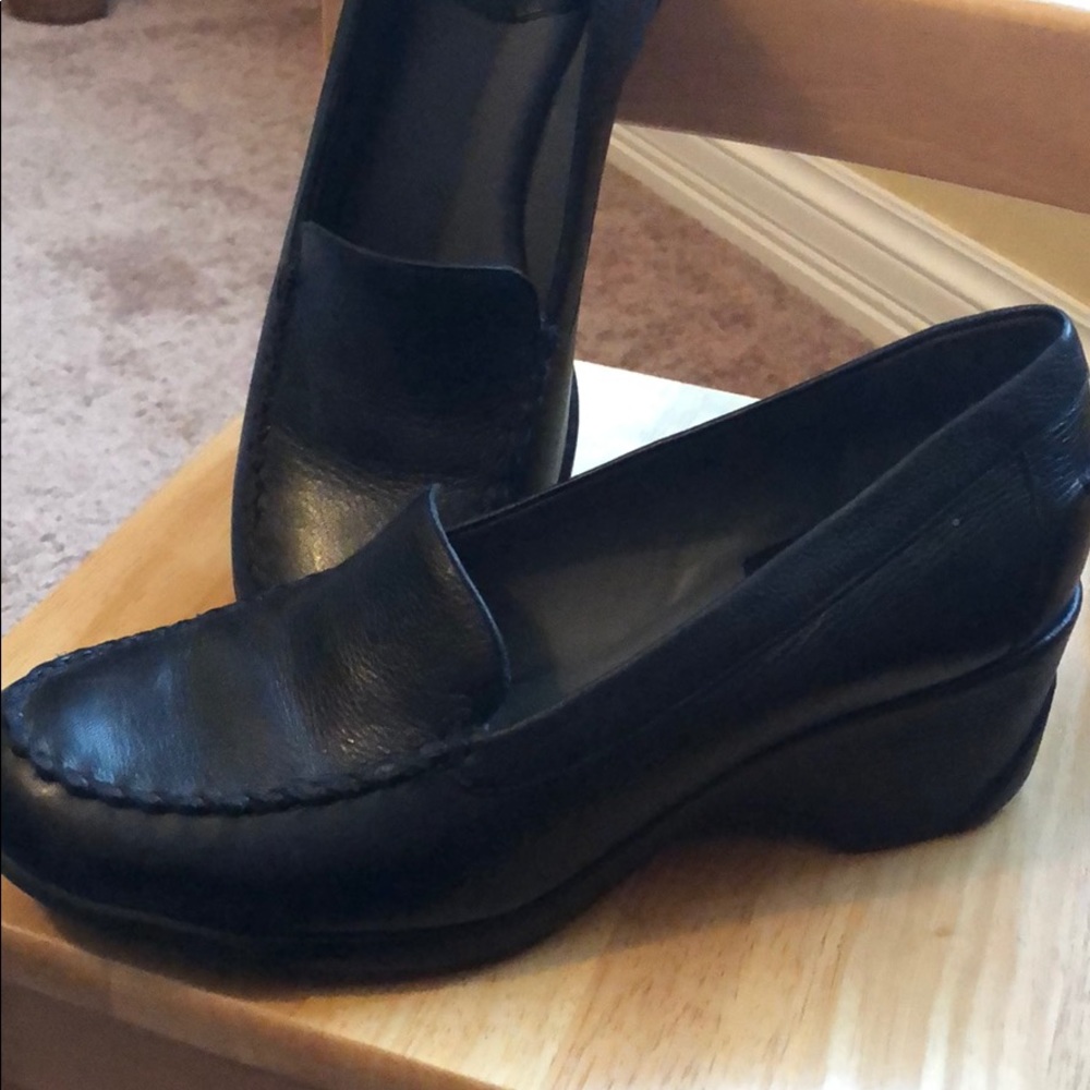 Nurture black wedge slip on shoes